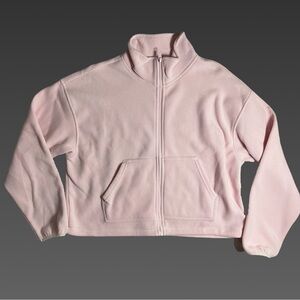 Avia Slightly Cropped Light Pink Zip Up Jacket Size L